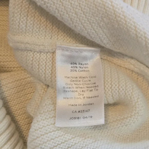 Talbots Tunic Sweater Womens L Cream Mock Neck Ribbed Knit Side Slit JO5161 - Picture 4 of 5